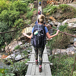 Students trekking on a school program